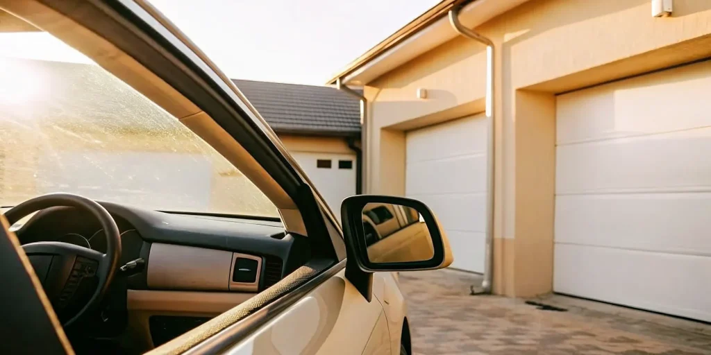 Parked car with dashboard visible while checking ignition interlock device battery drain concerns