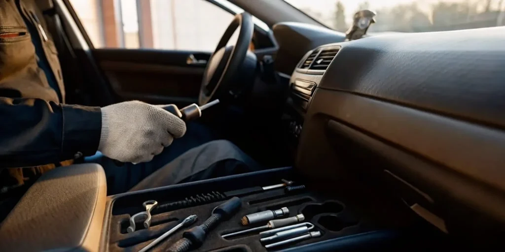 Technician showing how to remove ignition interlock device equipment safely