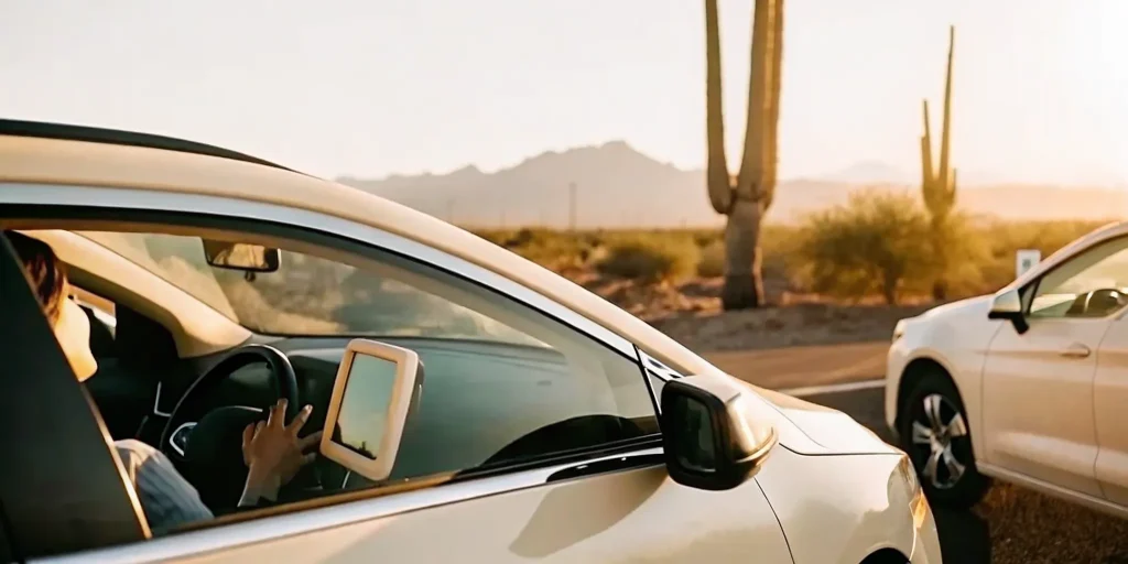 Driver safely parked while reviewing ignition interlock support information