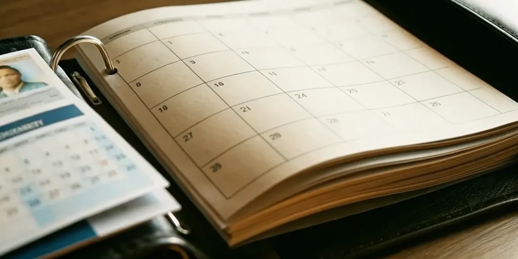 Arizona driver's license and court DUI documents with a calendar showing record retention periods