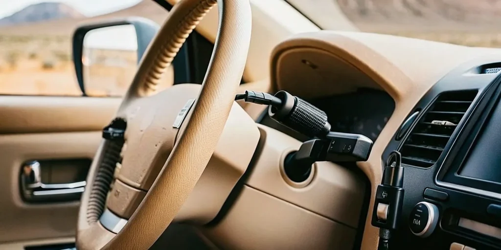 Tucson ignition interlock device installed in a vehicle near the steering column