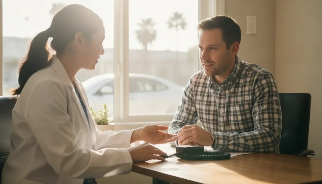 California driver discussing ignition interlock medical exemption eligibility with a medical provider